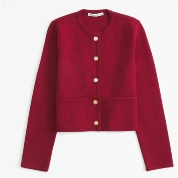 Abercrombie & Fitch Sweaters - Abercrombie & Fitch Luxe Loft Red Cardigan with Gold Buttons Size Small